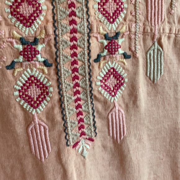 ⭐️NWT!⭐️Johnny Was Sabriya Boho Peach Linen Drape Top w Embroidery Detail Small - Picture 13 of 15
